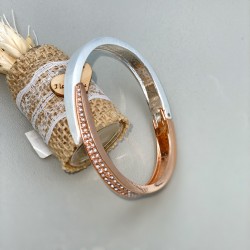 Women's Classic Stainless Steel Bracelet copper & White